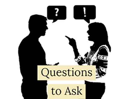 Man asking woman a question